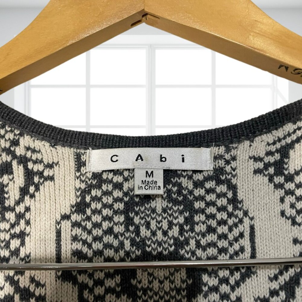 Cabi | Black Cream Geometric Knit Peplum Sleeveless Sweater Tank Top Medium - Picture 7 of 10